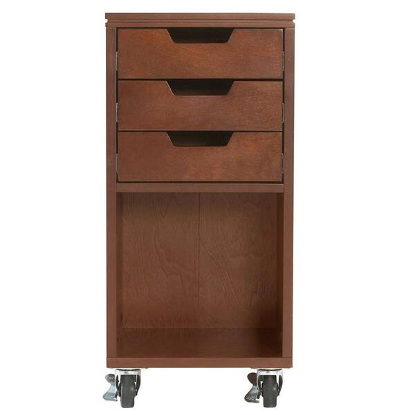 Home Decorators Collection Avery 13 in. W 3-Drawer MDF Single Bin Mobile Cart in Chestnut