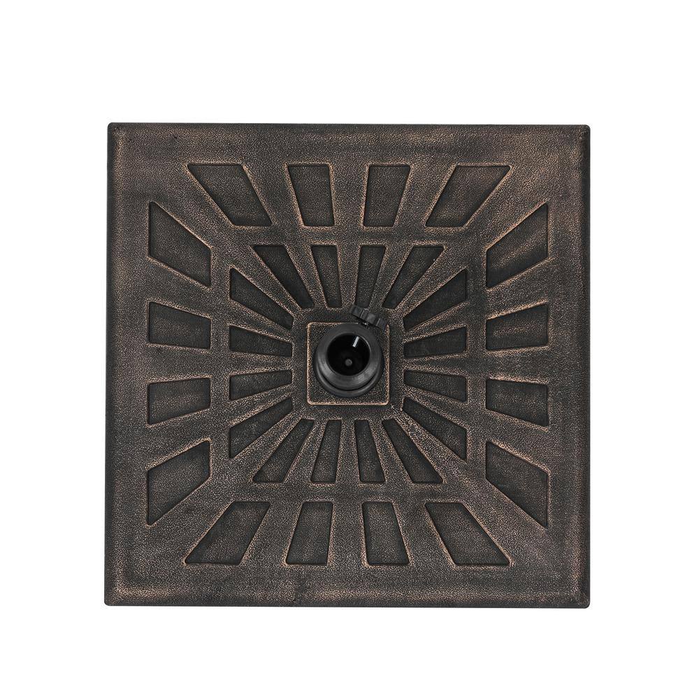 Bronze Square Resin Outdoor Umbrella Base with Textured Finish