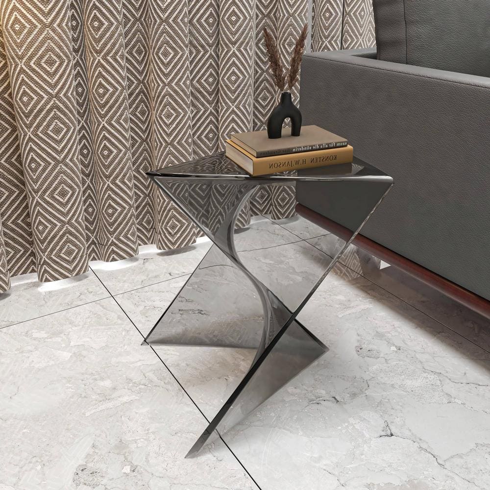 Randolph 15.75" Smoke Gray Plastic Triangular Accent Side Table