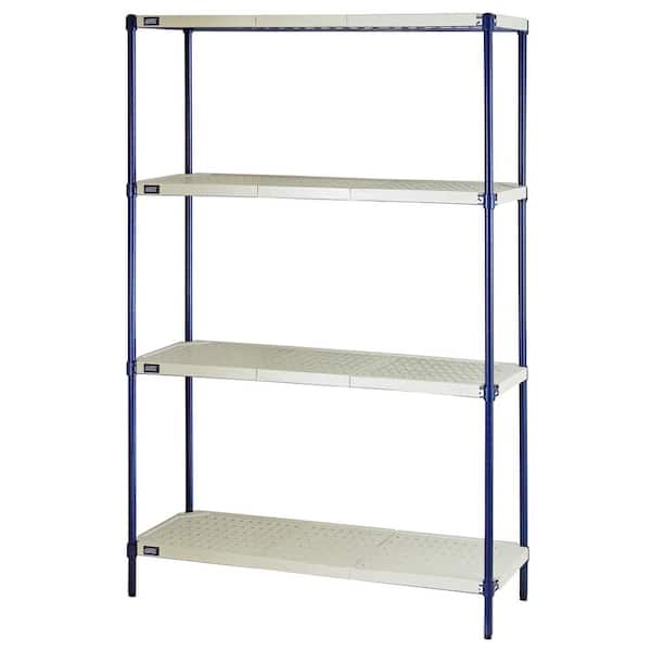 QUANTUM STORAGE SYSTEMS Blue 4-Tier Plastic Shelving Unit (18 in. W x 72 in. H x 48 in. D)