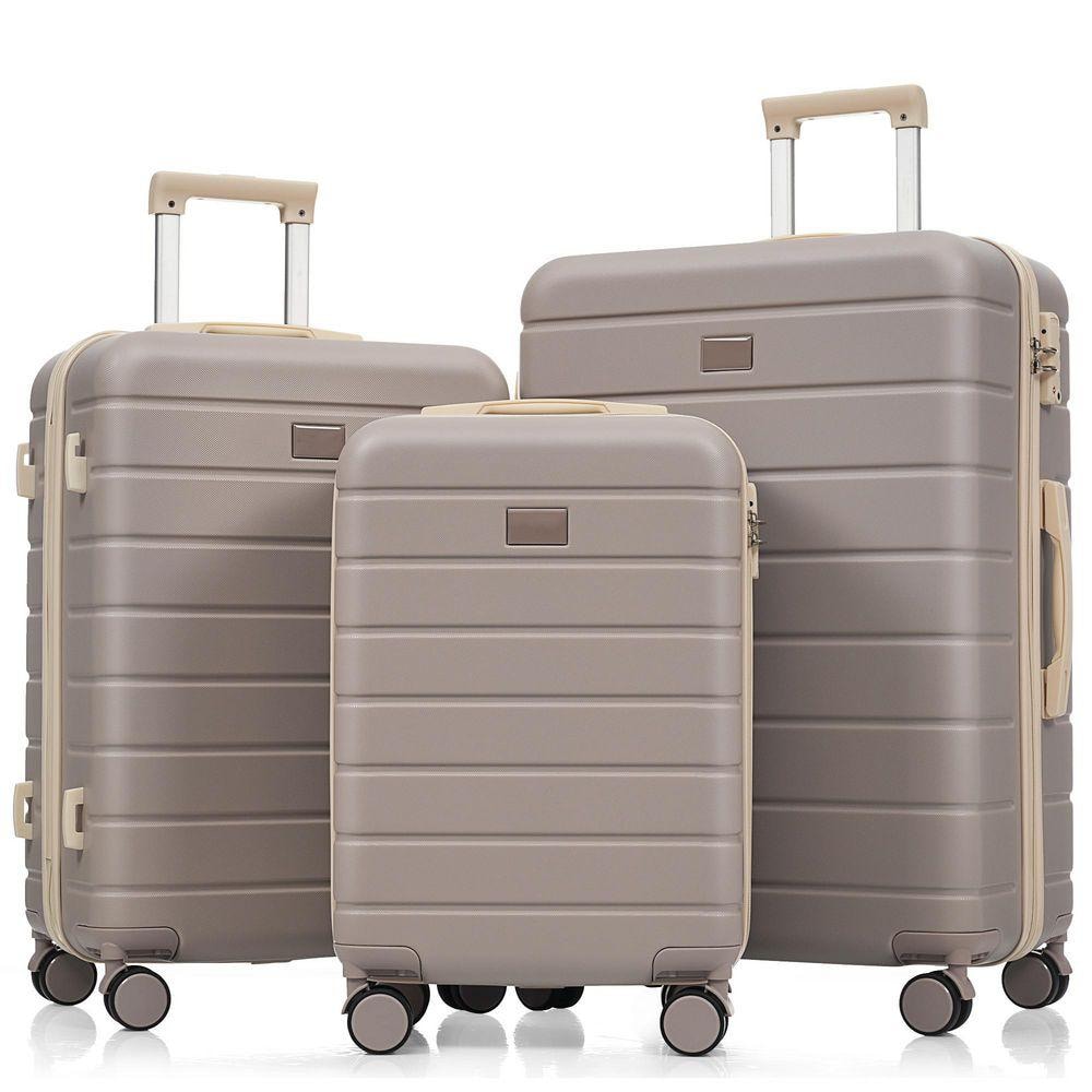 Qualler 3-Piece RosyBrown ABS Travel and TSA Lock Suitcase Luggage