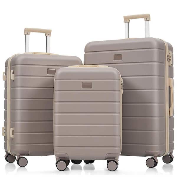 Qualler 3-Piece RosyBrown ABS Travel and TSA Lock Suitcase Luggage