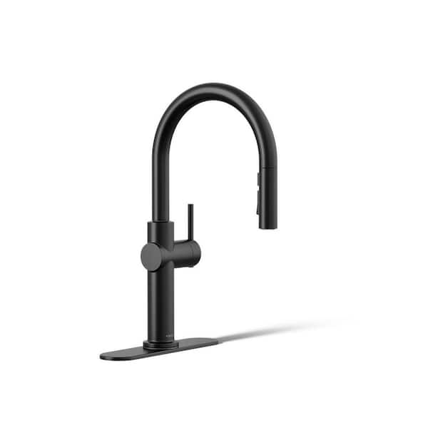 KOHLER Crue Single-Handle Pull-Down Sprayer Kitchen Faucet in Matte Black