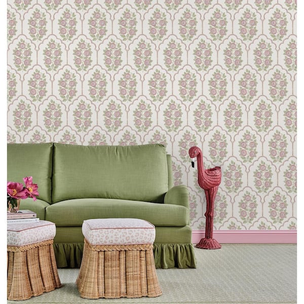 Rose Pink Water Floral Bazaar Peel and Stick Wallpaper