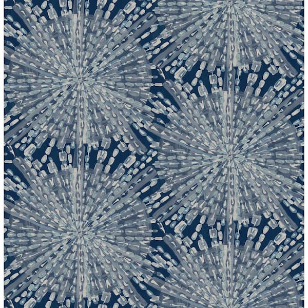 NuWallpaper Navy Sunburst Peel and Stick Wallpaper Sample