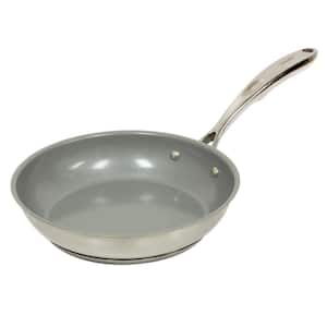 Induction 21 Steel 10 in. Stainless Steel Ceramic Nonstick Frying Pan in Brushed Stainless Steel