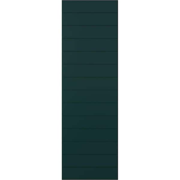 Ekena Millwork 12 in. x 44 in. True Fit PVC Horizontal Slat Modern Style Fixed Mount Board and Batten Shutters Pair in Thermal Green