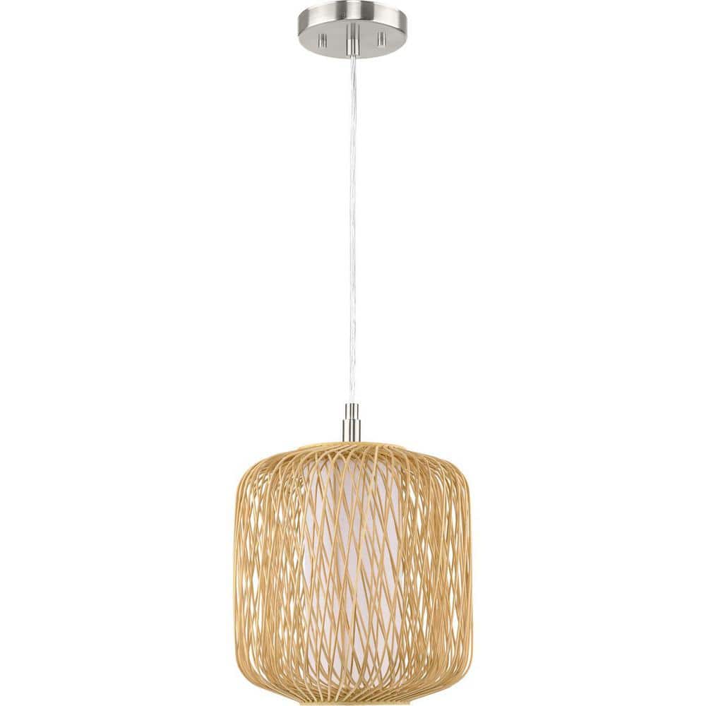 Natural Rattan and Glass Mini Pendant Light