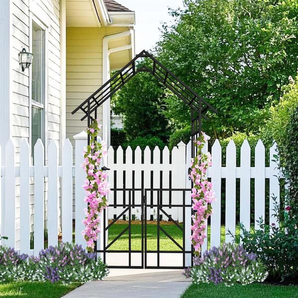 Unbranded 97.24 in. x 58.07 in. Metal Garden Arch Trellis for Climbing Plants, Outdoor Arch Wedding Arches Decoration Trellis