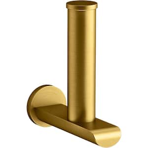 Avid Verticle Wall Mounted Toilet Paper Holder in Vibrant Brushed Moderne Brass