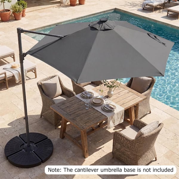 costway 10 ft patio offset cantilever umbrella with solar op70280 Costway 10 ft Patio Cantilever Umbrella with Solar LED Lights, 360° Rotation, Air Vent Gray
