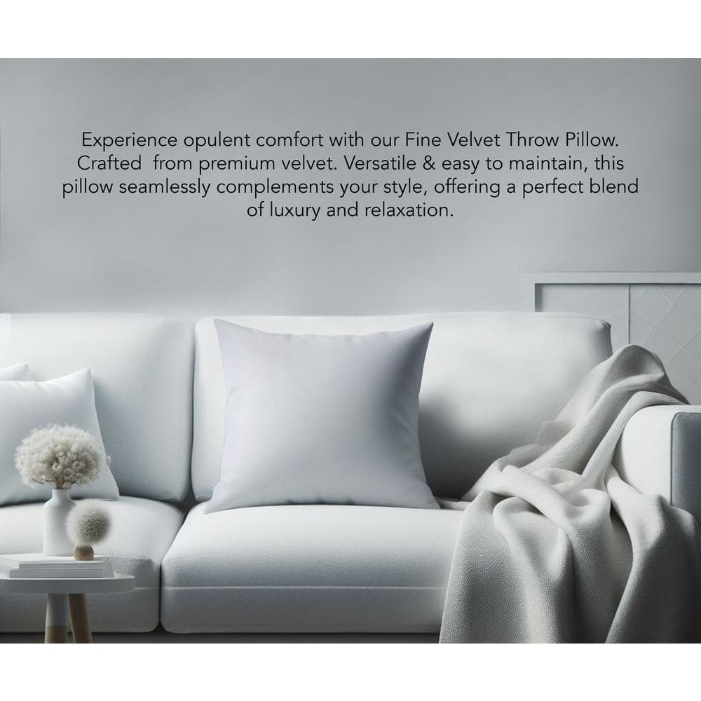 White Velvet 18" Square Hypoallergenic Throw Pillow