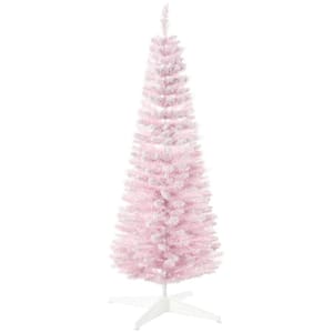 5 ft. Unlit Pink Artificial Christmas Tree with Realistic Branches and Plastic Base Stand