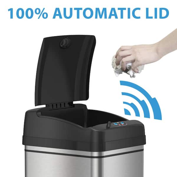 SIMPLI-MAGIC 79503 13 Gallon Touchless Sensor Trash Can, Rectangle Gar -  The Clean Store