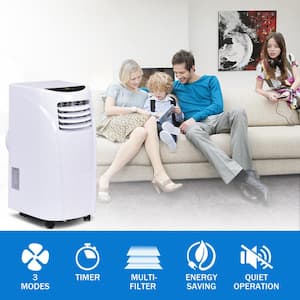 10000 BTU Portable Air Conditioner and Dehumidifier Function Remote in White with Window Kit