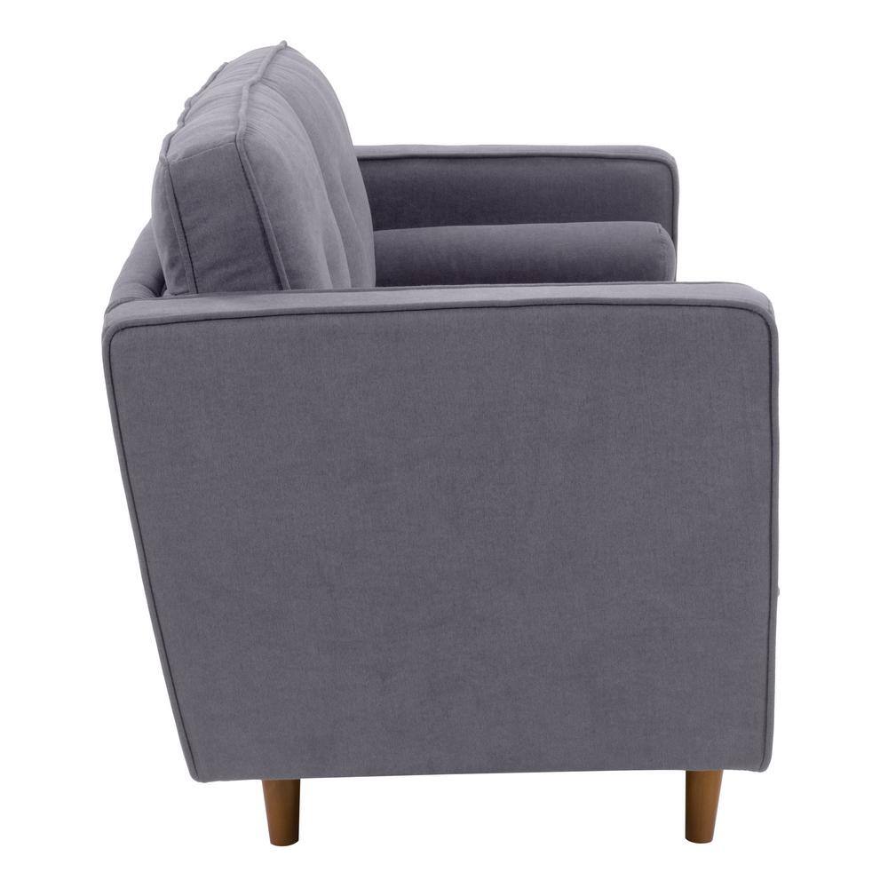 Mulberry 52'' Gray Microfiber Tufted Loveseat with Wood Legs