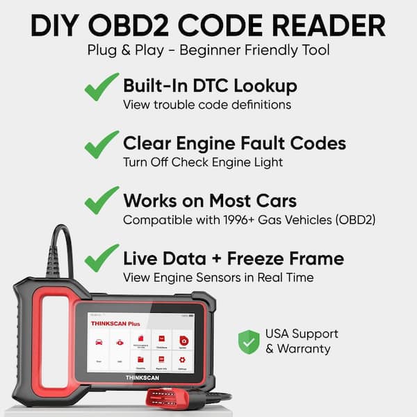 5 in. OBD2 Scanner Tablet Car Code Reader Vehicle Diagnostic Tester Tool THINKSCAN PLUS S7