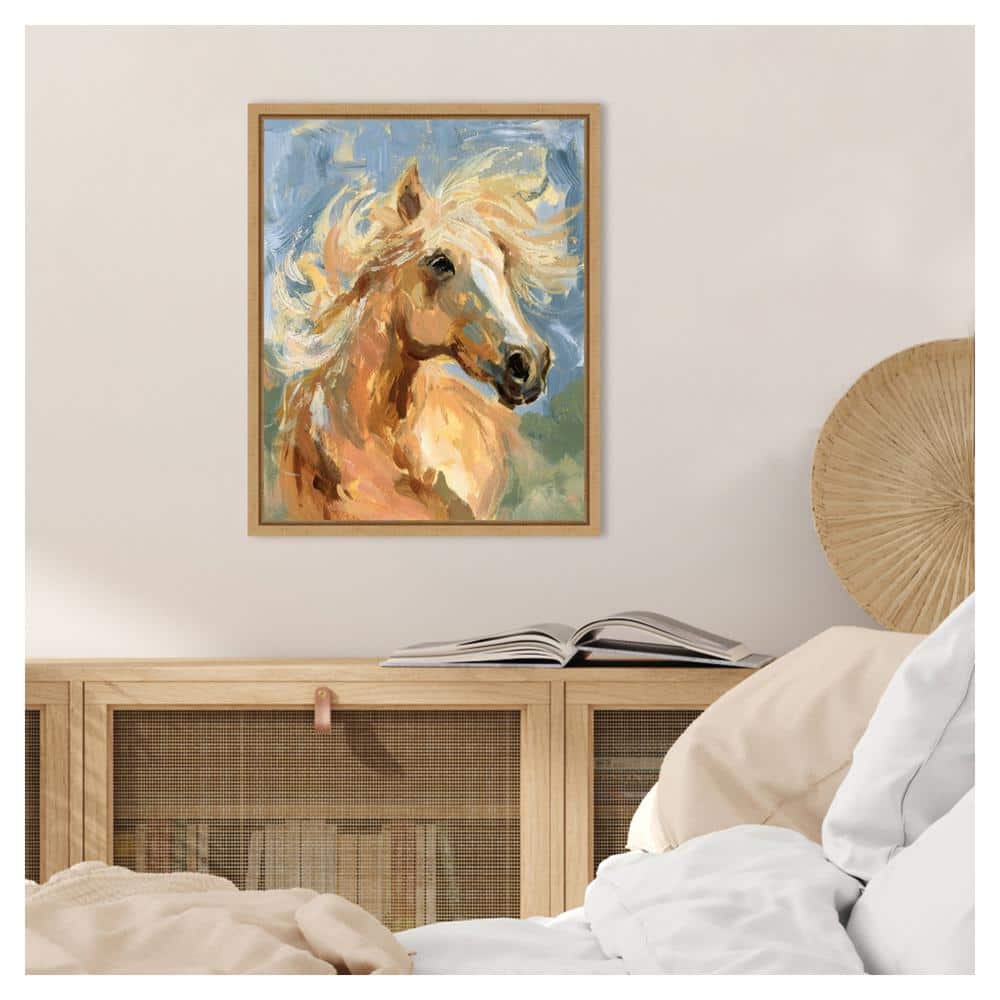 Palomino Horse Abstract Canvas Print with Maple Frame