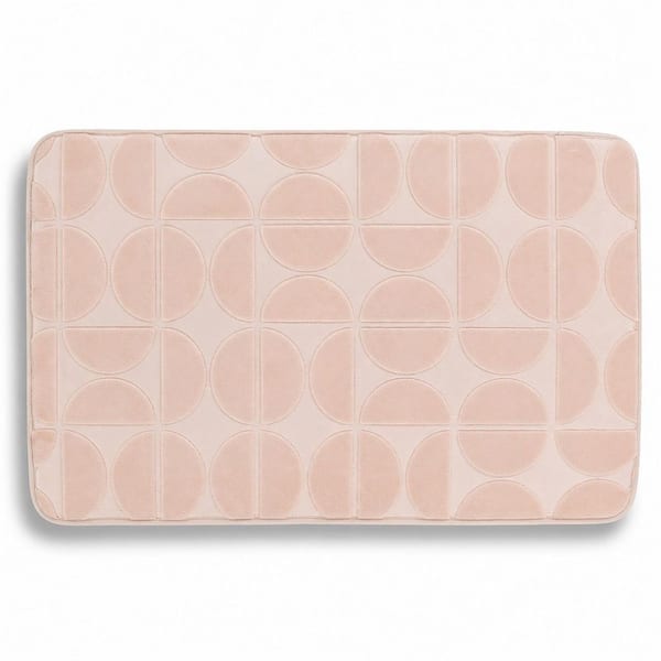 Demi-Lune 19.7 in. x 31.5 in. Blush Pink Embossed Memory Foam Rectangle Bath Rug