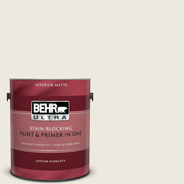 BEHR ULTRA 1 gal. #UL150-9 Pillar White Matte Interior Paint and Primer in One
