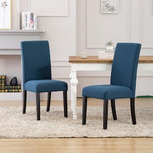 Nina Side Chair Linen Fabric Upholstered Kitchen Dining Chair, Teal (Set of 2)