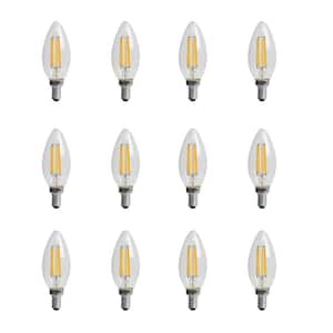 75-Watt Equivalent B10 E12 Candelabra Dimmable Filament Clear Glass LED Light Bulb, Soft White 2700K (12-Pack)