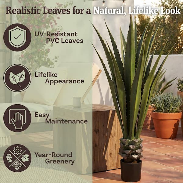 Pure Garden 52 in Artificial Giant Agave Floor Plant 50-10016 - The Home  Depot
