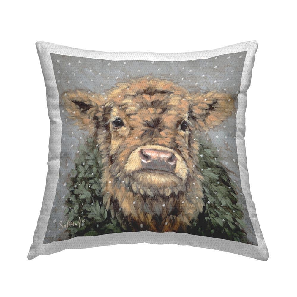 Cattle & Falling Snowflakes Outdoor Printed Throw Pillow by Sara G. Designs price history on PriceWatchPro