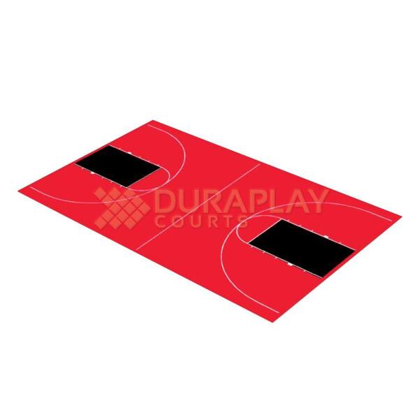 DuraPlay 43 ft. 10 in. x 75 ft. 7 in. Red and Black Full Court Basketball Kit