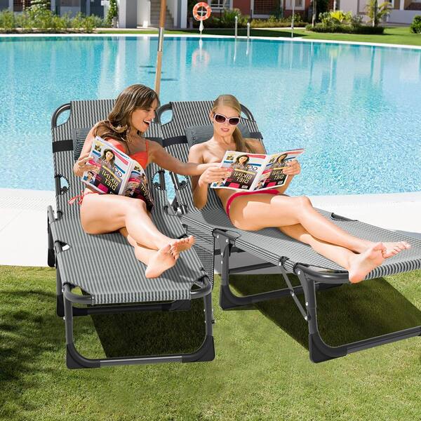 BOZTIY Folding Lounge Chair,5-Position Adjustable Metal