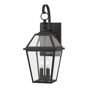 Glenneyre 8-5/8 in. Matte Black French Quarter Gas Style Hardwired Outdoor Wall Lantern Sconce