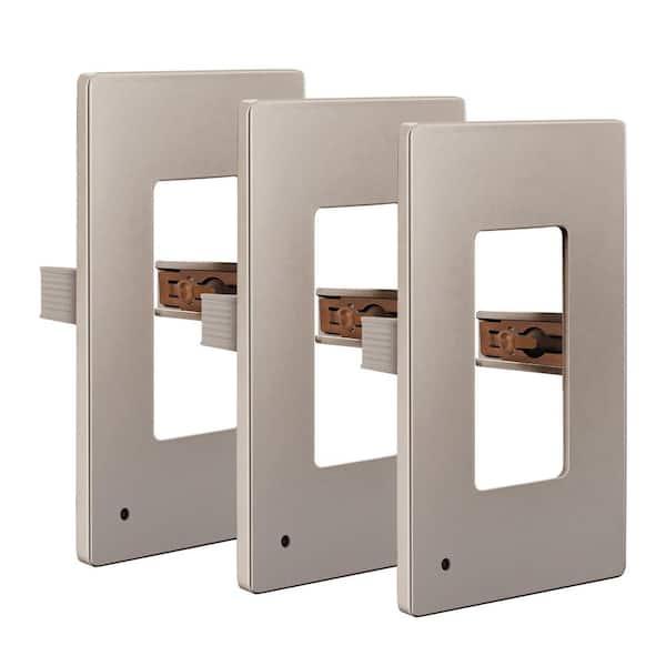 TOPGREENER 1-Gang Nickel Decorator/Rocker Outlet Plastic Screwless Midsize Wall Plate with Nightlight (3-Pack)