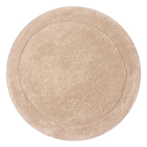 Waterford Collection 100% Cotton Tufted Non-Slip Bath Rug, 30 in. Round, Linen