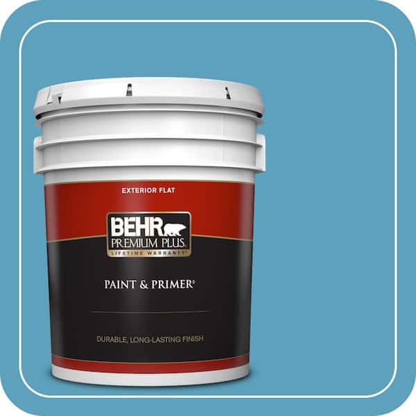 BEHR PREMIUM PLUS 5 gal. #540D-5 Tropical Splash Flat Exterior Paint & Primer