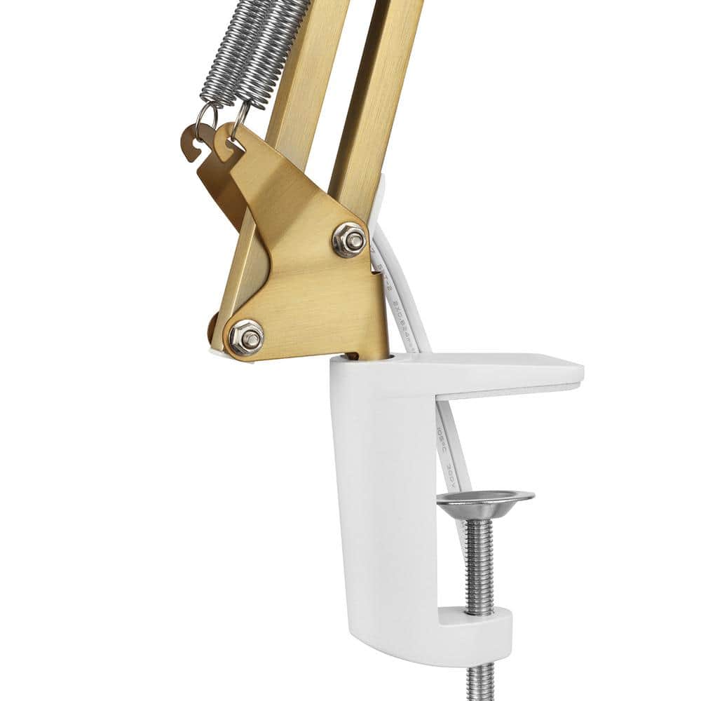 Adjustable Gold Clip-On Desk Lamp with Metal Clamp