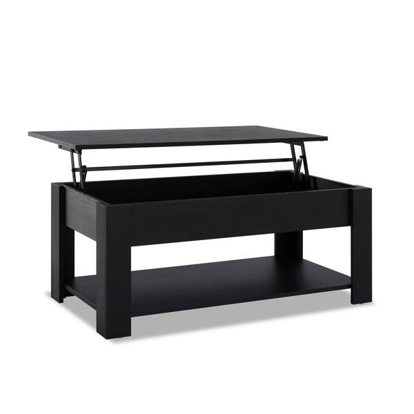 Unbranded 40 in. Black Rectangle MDF Lift Top Coffee Table with Storage