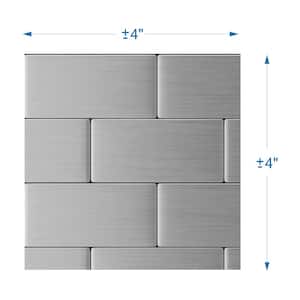 Take Home Sample Brick Stainless 4 in. x 4 in. Metal Peel and Stick Wall Mosaic Tile 0.11 sq. ft. Each