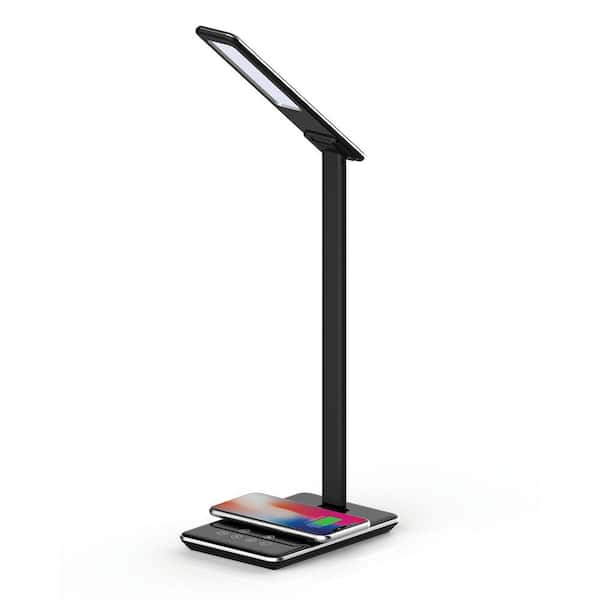 Supersonic 7.09 in. Black LED Desk Lamp with Qi Charger