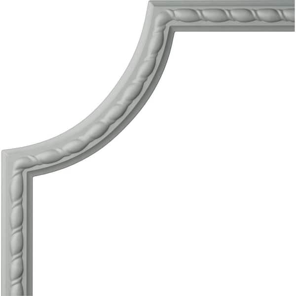 Ekena Millwork 10 in. x 5/8 in. x 10 in. Urethane Bulwark Rope Panel Moulding Corner (Matches Moulding MLD01X00BU)
