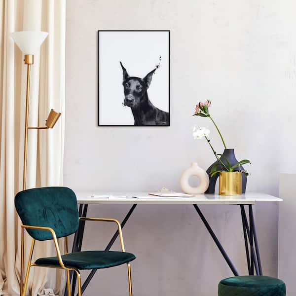 Empire Art Direct Doberman B and W Pet Paintings on Printed Glass Encased  with a Gunmetal Anodized Frame Animal Art Print, 24 in. x 18 in.  AAGB-JP1044-2418 - The Home Depot