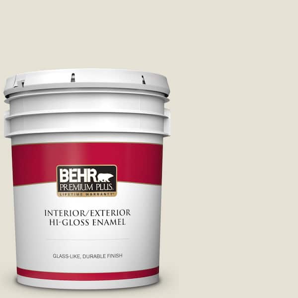BEHR PREMIUM PLUS 5 gal. #MQ3-13 Crisp Linen Hi-Gloss Enamel Interior/Exterior Paint