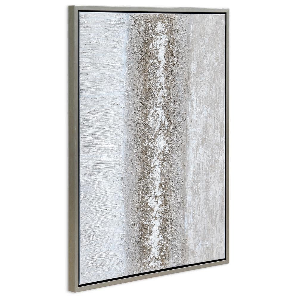 Sandpath Textured Metallic Hand Painted Abstract Canvas Art with Champagne Frame