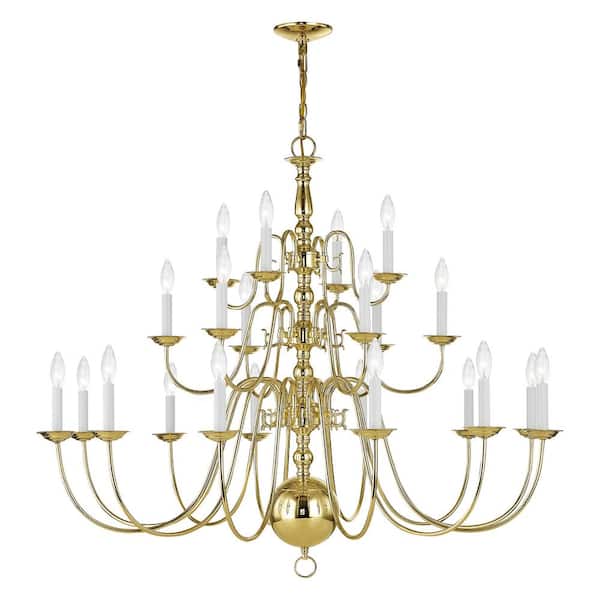 Williamsburgh 22-Light Polished Brass Grande Foyer Chandelier