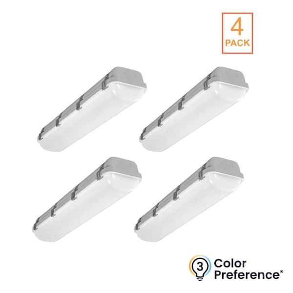 4-Pack Sellado 2 ft. Vapor Tight 2600-3900 Lumens Integrated LED White Wraparound Light Selectable CCT 3500K 4000K 5000K