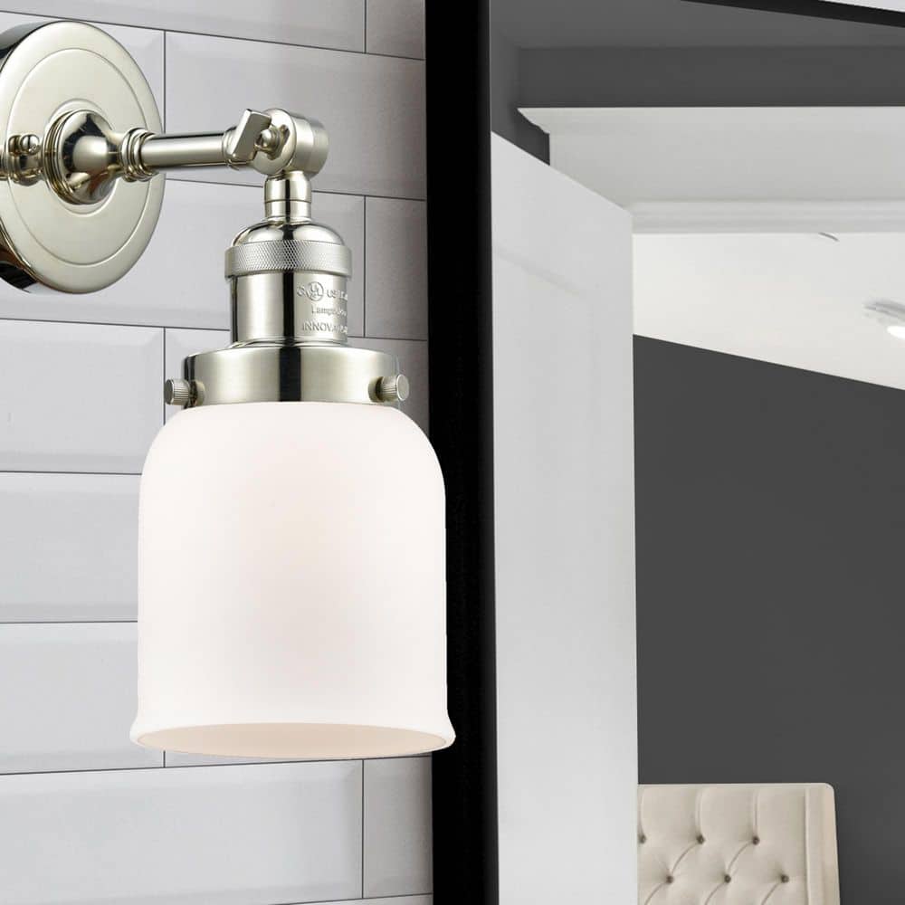 Bell 1-Light Matte White Wall Sconce with White Glass Shade price history on PriceWatchPro