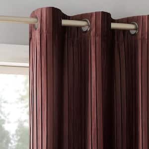 Cascade Pleated Velvet Wine Red Polyester 40 in. W x 84 in. L Grommet Blackout Curtain (Single Panel)