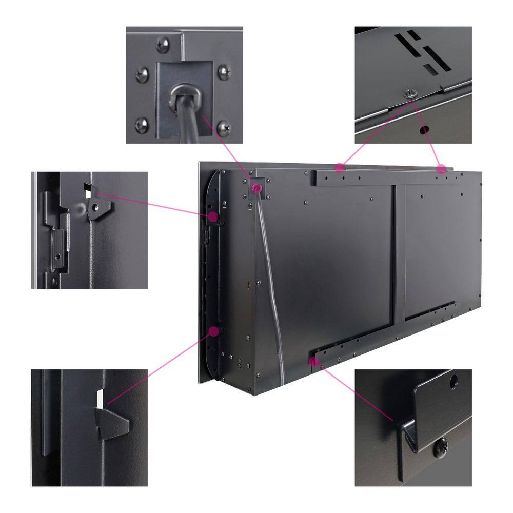 50-Inch Black Tempered Glass Wall Mounted Electric Fireplace with Remote