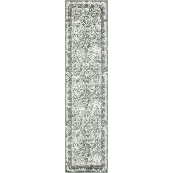 Unique Loom Rosso Vivaldi Gray 2 ft. x 10 ft. Runner Rug