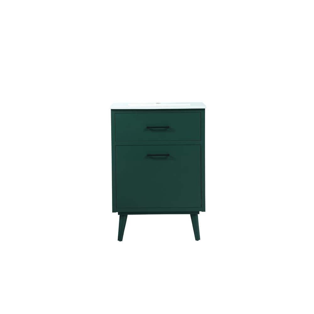 Simply Living 24 in. W x 18 in. D x 33.5 in. H Bath Vanity in Green with Wh