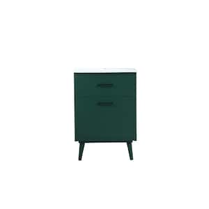 Simply Living 24 in. W x 18 in. D x 33.5 in. H Bath Vanity in Green with White Resin Top
